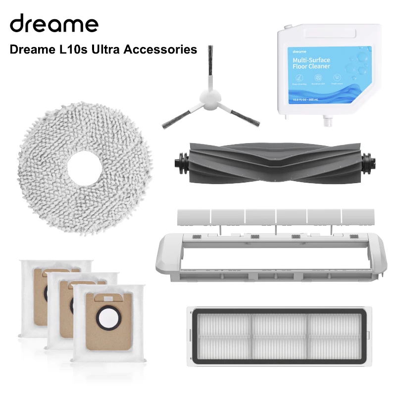 Dreame Bot L10s Ultra Robot Vacuum Cleaner Official Accessories Parts, Dust Bag/Main Brush/Side Brush/Cover/Filter/Detergent/Rag