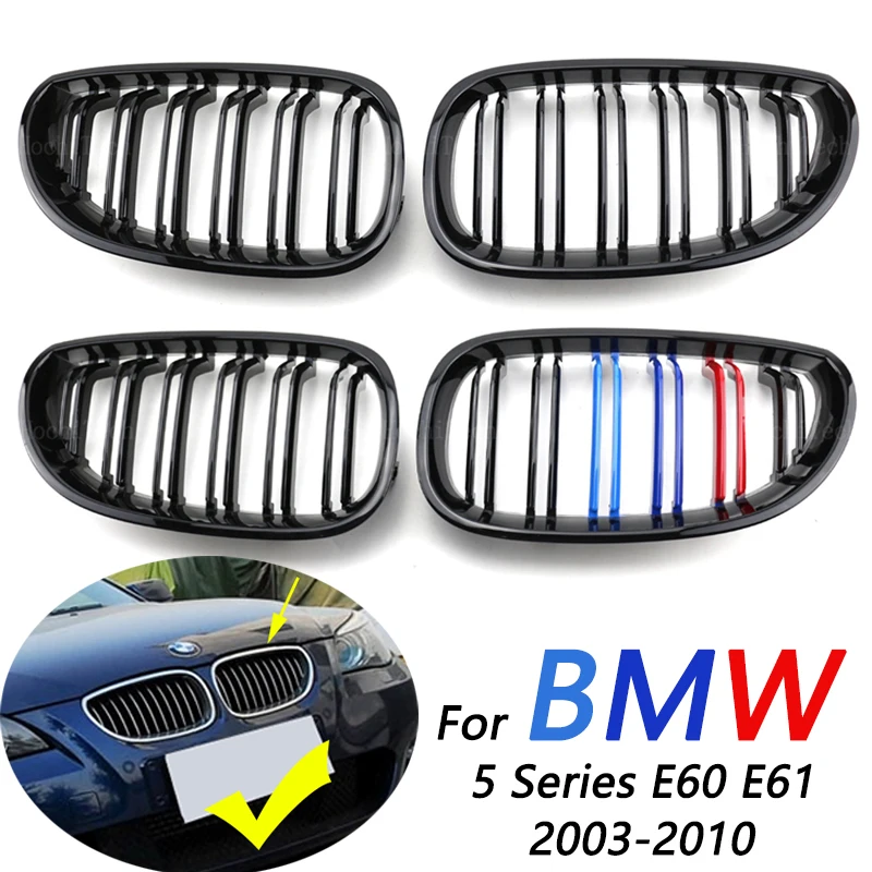 Front Kidney Grill Gloss Black M Color Fit For BMW 5 Series E60 E61 2003 - 2010 M5 520i 523i 525i 528i 530i 535i 540i 520d 530dd