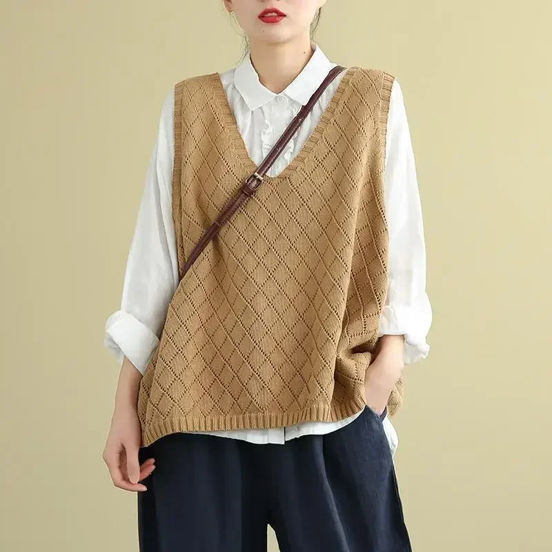 Женский свитер винтажный женский вязаный жилет новый трикотаж весенне-осенний