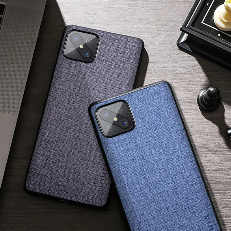 

Case For Oppo Reno4 Z 5G A92S Premium Cloth Texture Fabric Four-Corner Explosion-proof Back Cover for reno 4z a92s phone case