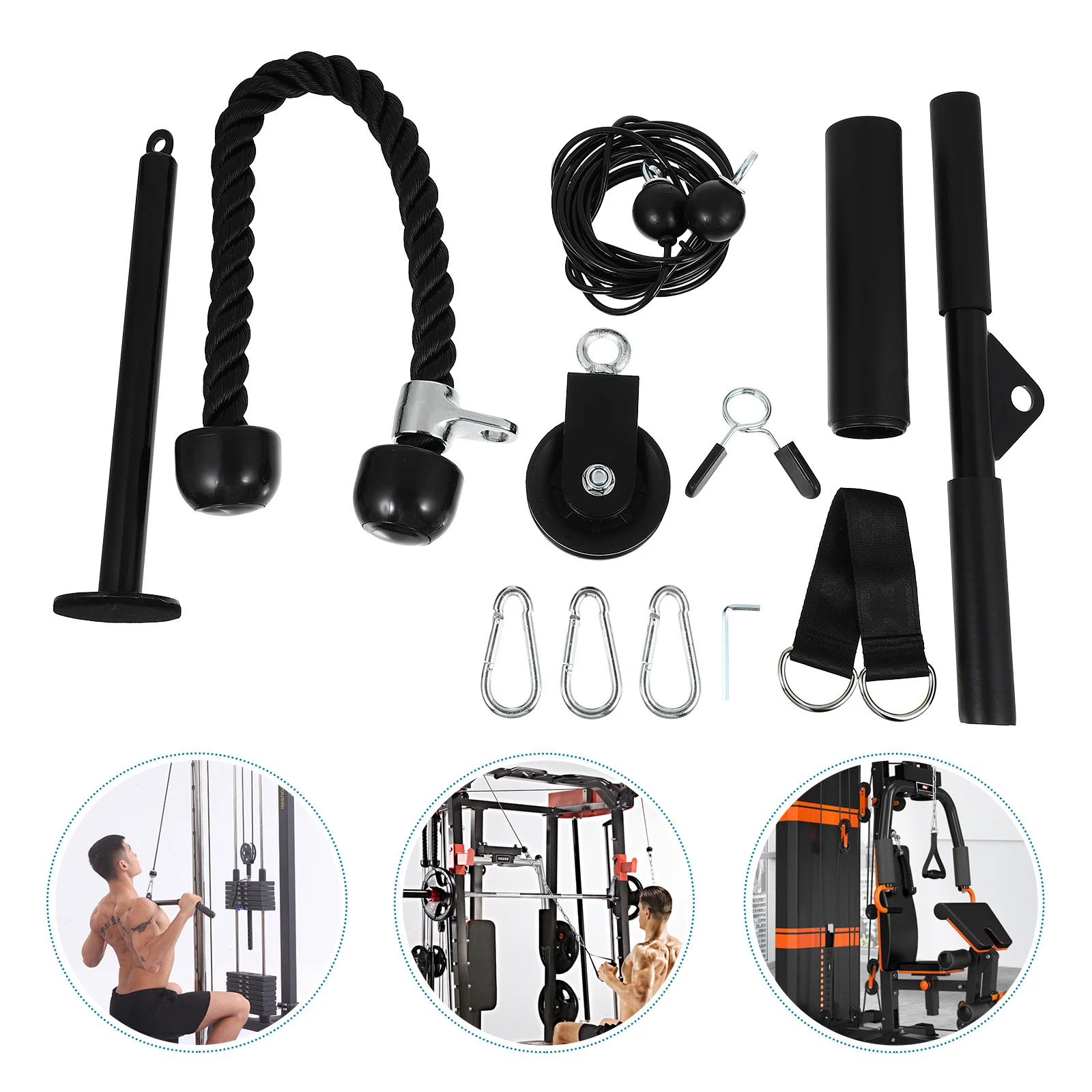 

1 Set Metal Triceps Rope Down Cable Machine Attachments Pulley System