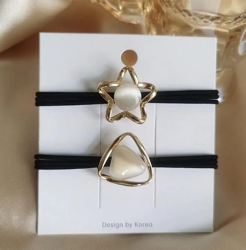 Металлические Элегантные резинки с опалом женские эластичные для волос