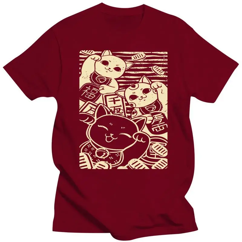 Новая Дизайнерская футболка с кошками на удачу в японском стиле |