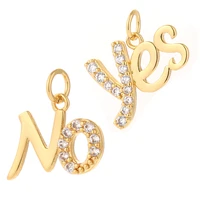 yes no letter charms for jewelry making supplies gold color pendant diy earring necklace accessories copper zircon 5mm hole