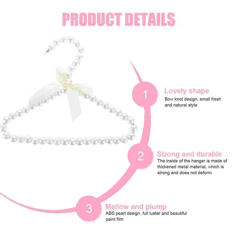 

3pcs Household Pet Clothes Hanger Decorative Dog Clothing Rack Pearl Coat Hanger
