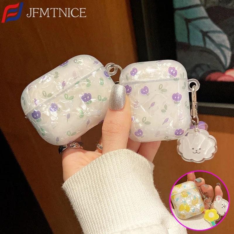 

Dreamy Lemon Flowers Glossy Bluetooth Earphone Case for AirPods 1 2 / Pro/3 Cute Dog Ornaments Keyring Soft Silicone Cover