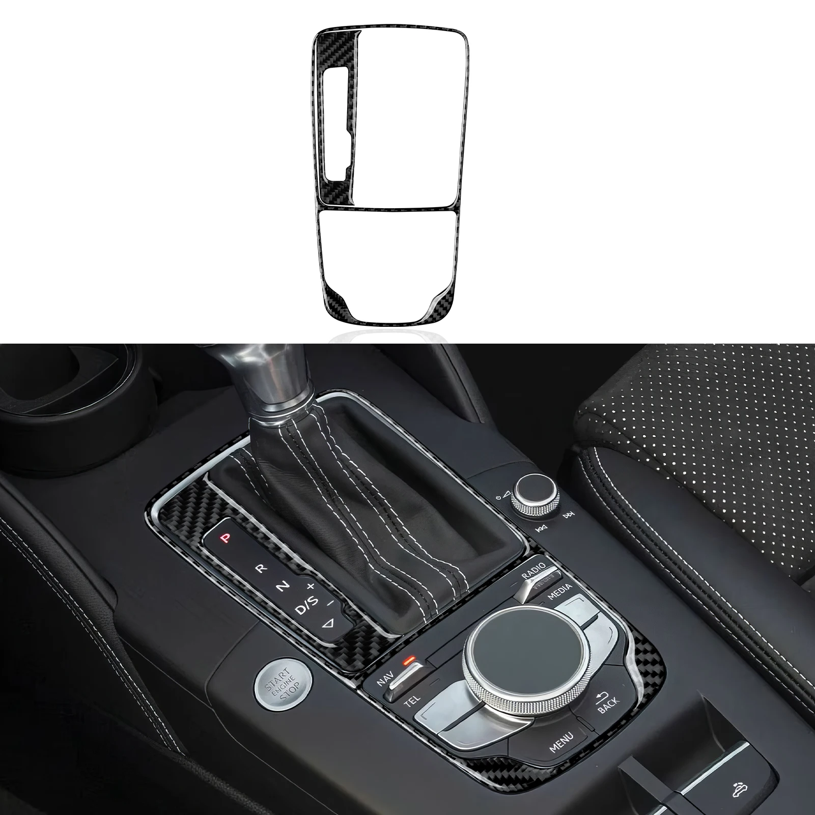 

Для Audi A3 S3 RS3 8V (2013-2020) внутренняя наклейка из углеродного волокна, центральная консоль, переключение передач, декоративные полоски, аксессуары для отделки автомобиля