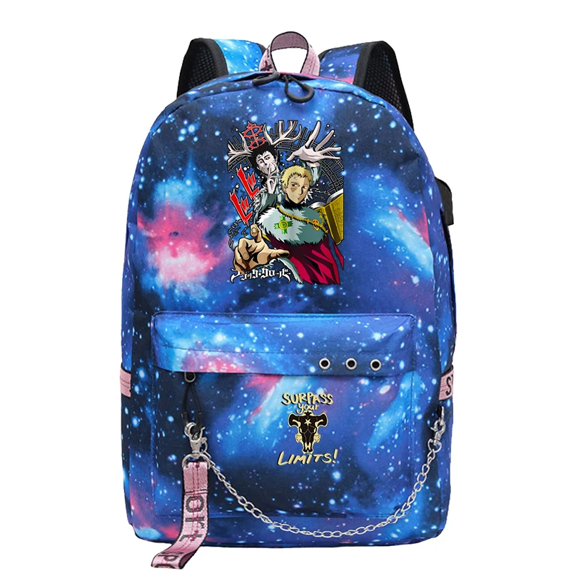 

Школьный ранец с черным клевером, Детский рюкзак для книг с мультяшным рисунком, Женский дорожный портфель для ноутбука, повседневные Рюкзаки с аниме