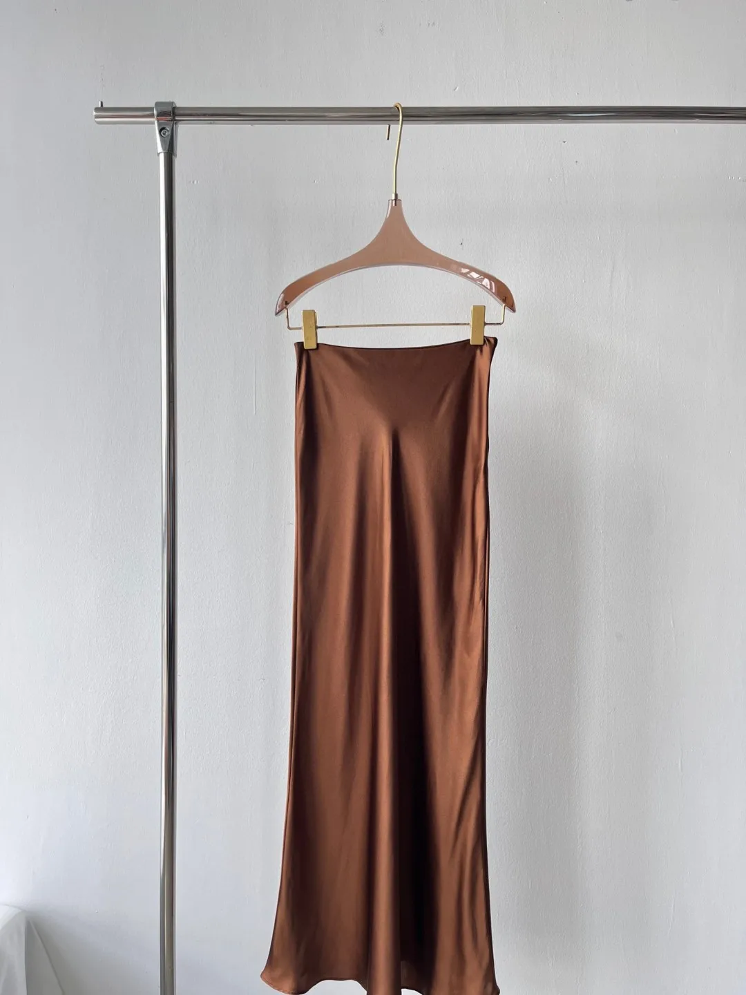

Women's Solid Color High Waist 100% Silk Vintage Midi Skirt