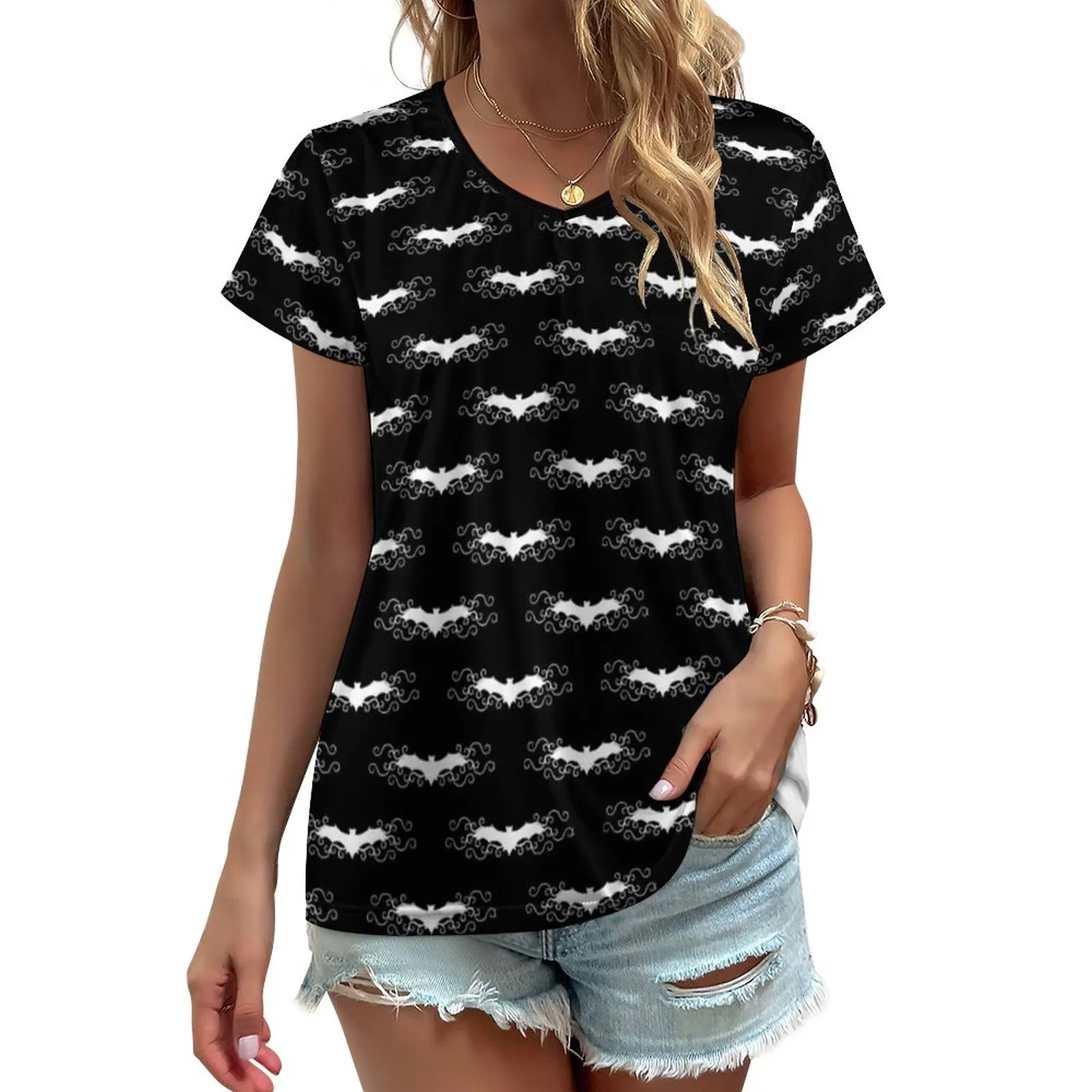 

Футболка женская оверсайз с V-образным вырезом и коротким рукавом