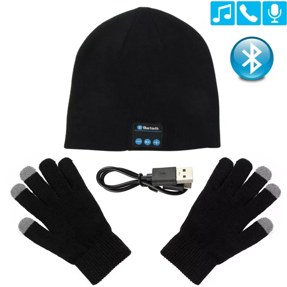 

NEW IN Headphone Winter Hat Warm Beanie Music Cap With Gloves Wireless Bluetooth Earphone Speaker With Mic Sport Hat Headset