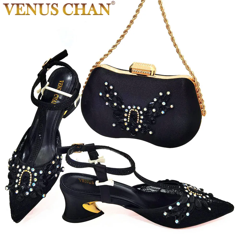 

Venus Chan 2023, новый дизайн, женская мода, OL, сумочка с блестящими бриллиантами, украшенные высокими каблуками, обувь для свадебной вечеринки