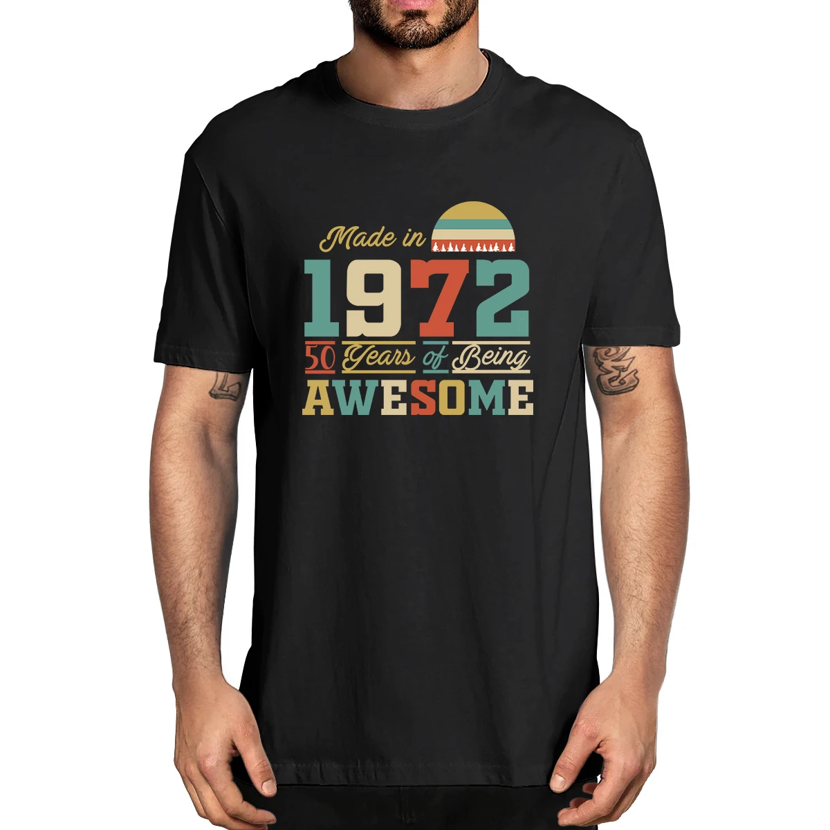 

100% Cotton 1972 tshirts 50 Years of Being Awesome 50th Birthday Gifts Men's Novelty T-Shirt Women Casual Streetwear Harajuku