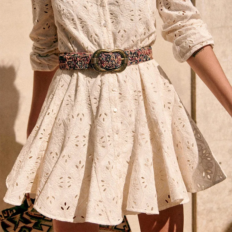 

Mixed Color Woven Belt Women All-Match Vintage 2022 Autumn Winter Exquisite Waistband for Ladies