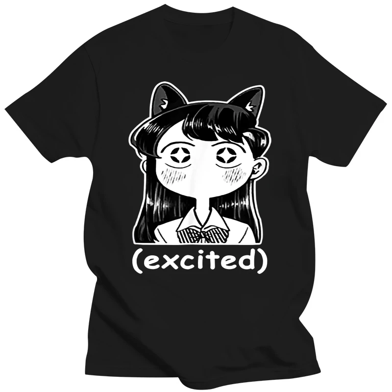 

Милая Черная футболка с рисунком из аниме Komi San Meme, Женская Классическая футболка
