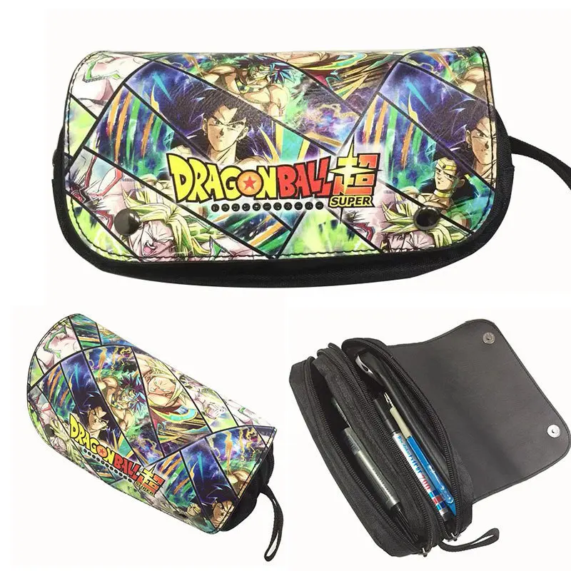 

Dragon Ball Wallet Japanese Anime New Dragon Ball Pen Bag Cartoon Edition Super Saiyan Double Zipper Pen Bag Casual