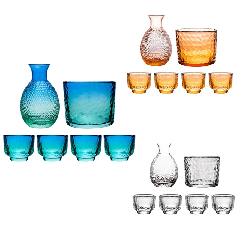 

Japanese Hammered Sake Bottle Set Liquor Dispenser Huadiao Rice Wine Set