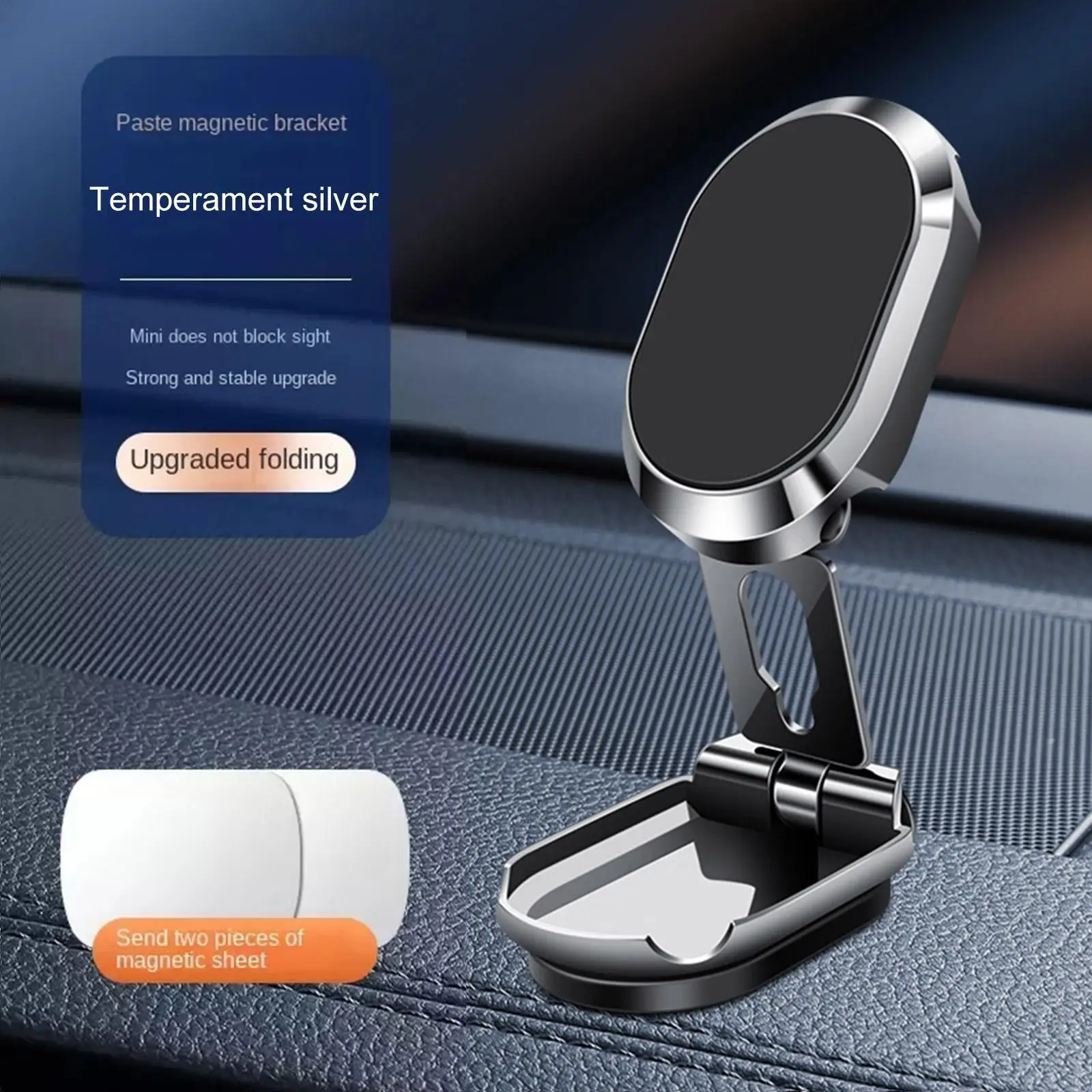Magnetic Phone Holder for Car Foldable Phone Mount Multi-Functional 360° Rotation Phone Holder GPS Car Mount Support