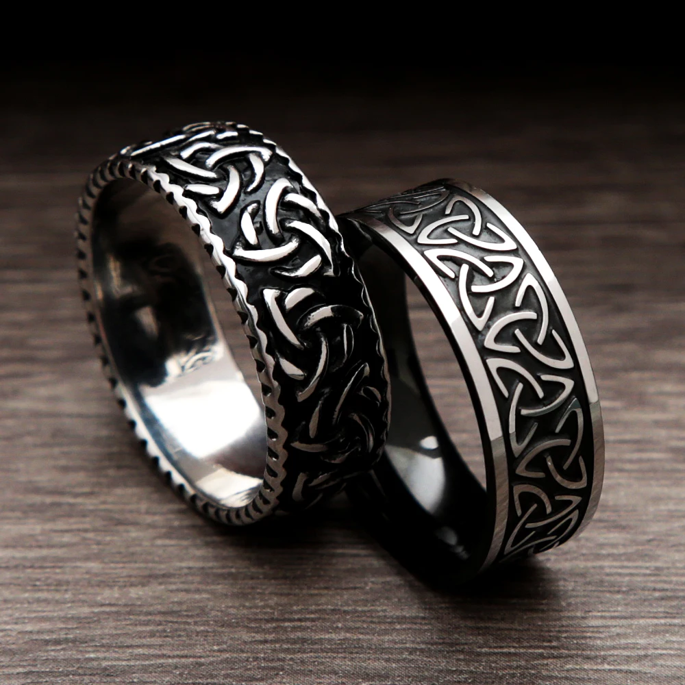 

Punk Vintage Stainless Steel Nordic Viking Ring Celtic Knot Ring For Men Fashion Unique Biker Amulet Jewelry Gift Dropshipping