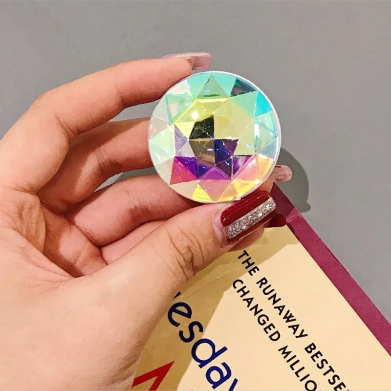 

10pcs Colorful 3D Gem Popular Round Mobile Phone Folding Stretch Bracket Phone Accessories Holder Case Glitter Finger Ring Stand