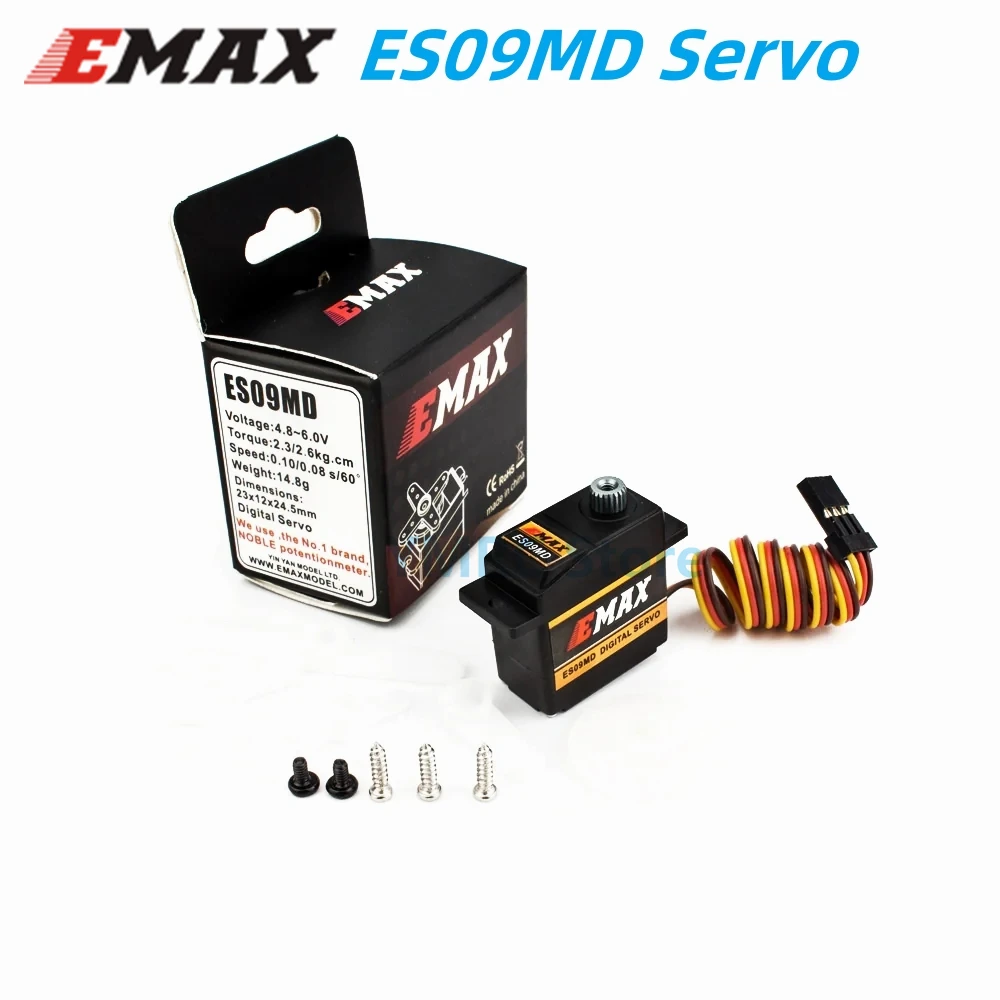 Фото 4 шт. EMAX ES09MD 2,5 кг.com 0,10 сек/60 °   (Двойной подшипник) Цифровой мини-сервопривод с металлической шестерней для 450-вертолетов №1