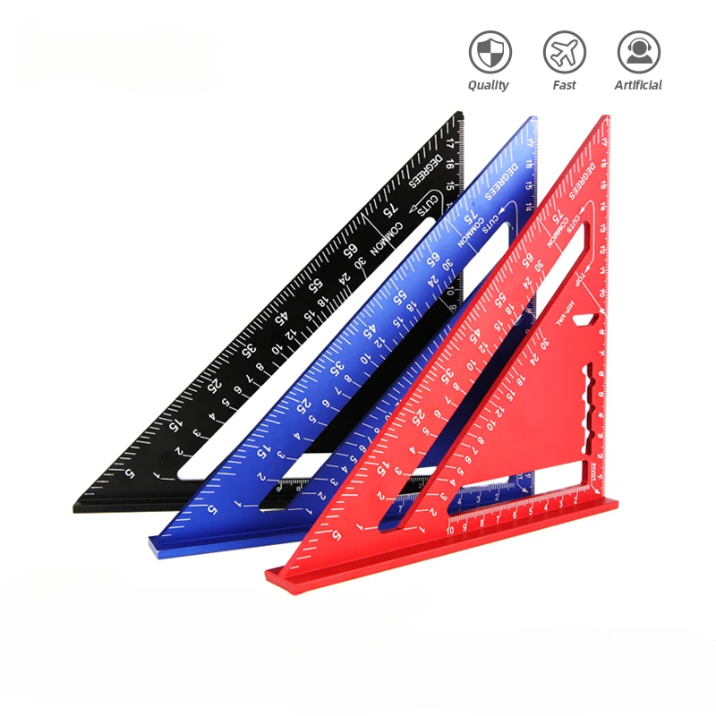 

7Inch Metric Aluminum Alloy Triangle Ruler Triangle Ruler Triangular Protractor Square Measurement Woodworking Tools