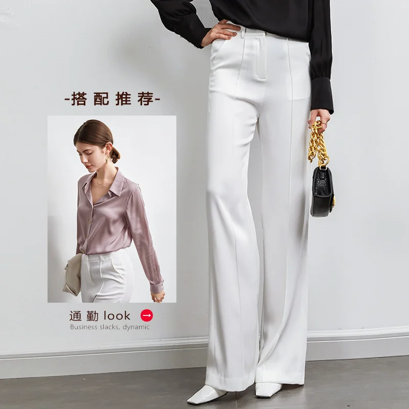 Rocwickline New Summer and Autumn Women's Trousers Celebrities Accessible Luxury Elegant Formal Straight Vintage Solid Trousers