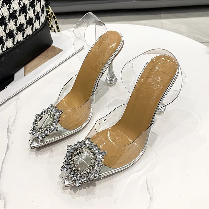

Luxury Women Pumps 2019 Transparent High Heels Sexy Pointed Toe Slip-on Wedding Party Brand Fashion Shoes for Lady Thin Heels