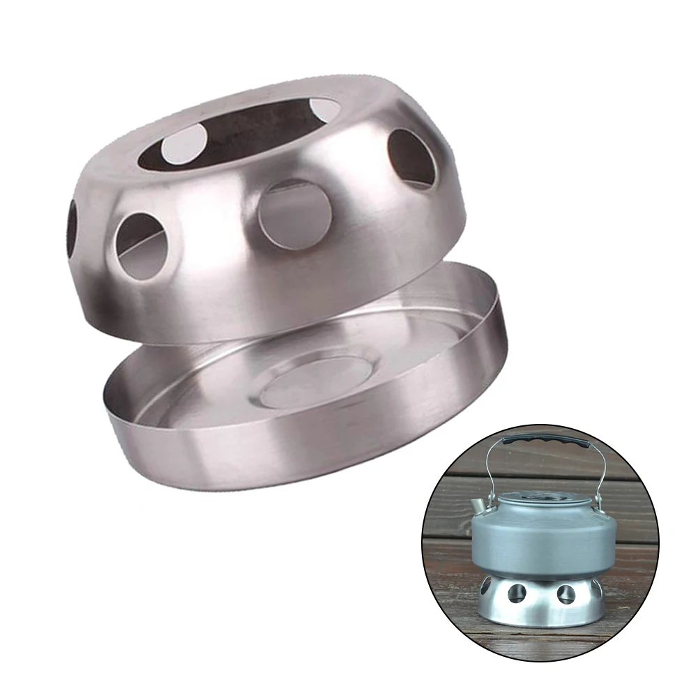 1pc Camping Round Solidified Alcohol Stove Stainless Steel Portable Outdoor Picnic Cooking Burner For Hiking Climbing