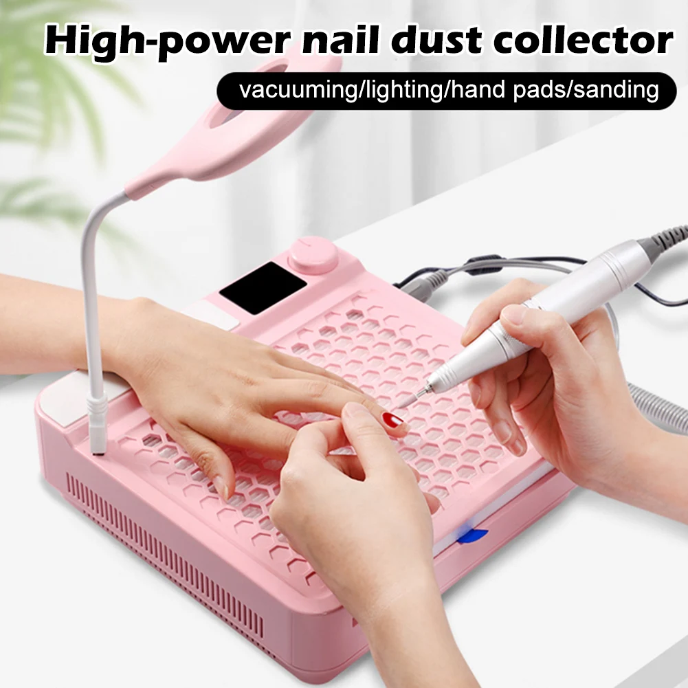 3-in-1 Nail Dust Collector With LED Lamp Nail Drill Pen Powerful Nail Vacuum Dust Cleaner Multifunctional Manicure Machine