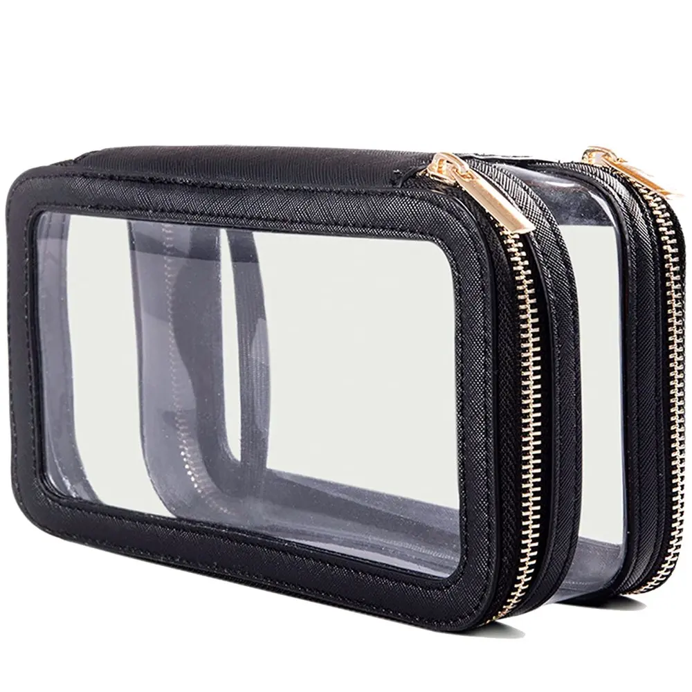 

Clear Makeup Bags Travel Makeup Bag Waterproof Cosmetic Bags for Woman with Zipper Black Mountdog