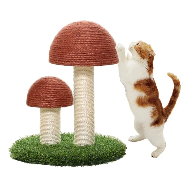 

Mushroom Model Cat Climbing Frame Cat Grinding Claws Anti-Scratch Simulation Lawn for Pets Scratching Post Wood