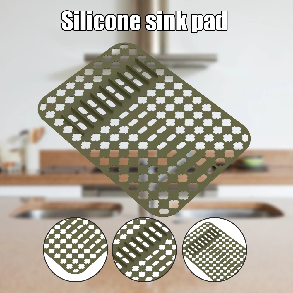 

Силиконовая подушка для сливного раковины, защита от столкновений, сетчатый коврик, термостойкий, быстросохнущий, для бара, стола, кухонные ...