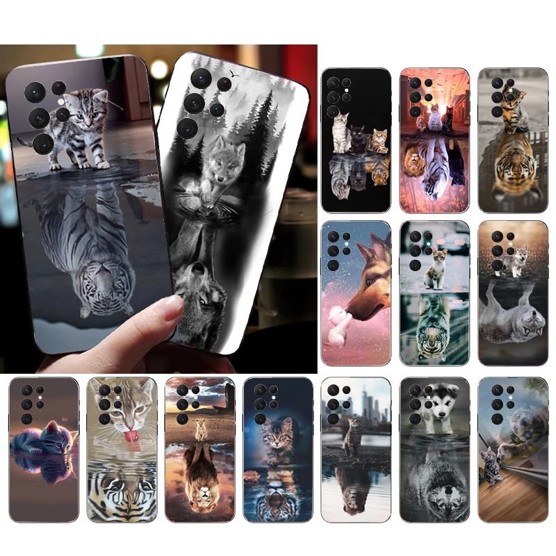 

Baby Cat Dog Wolf Tiger Phone Case for Samsung Galaxy S23 S22 S21 S20 Ultra S20 S22 S21 S10E S20FE Note 10Plus Note20 Ultra