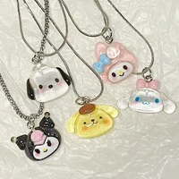 my melody necklace sanrio anime series kuromi cinnamoroll cute long necklace for couple cartoon chain with pendant accessories
