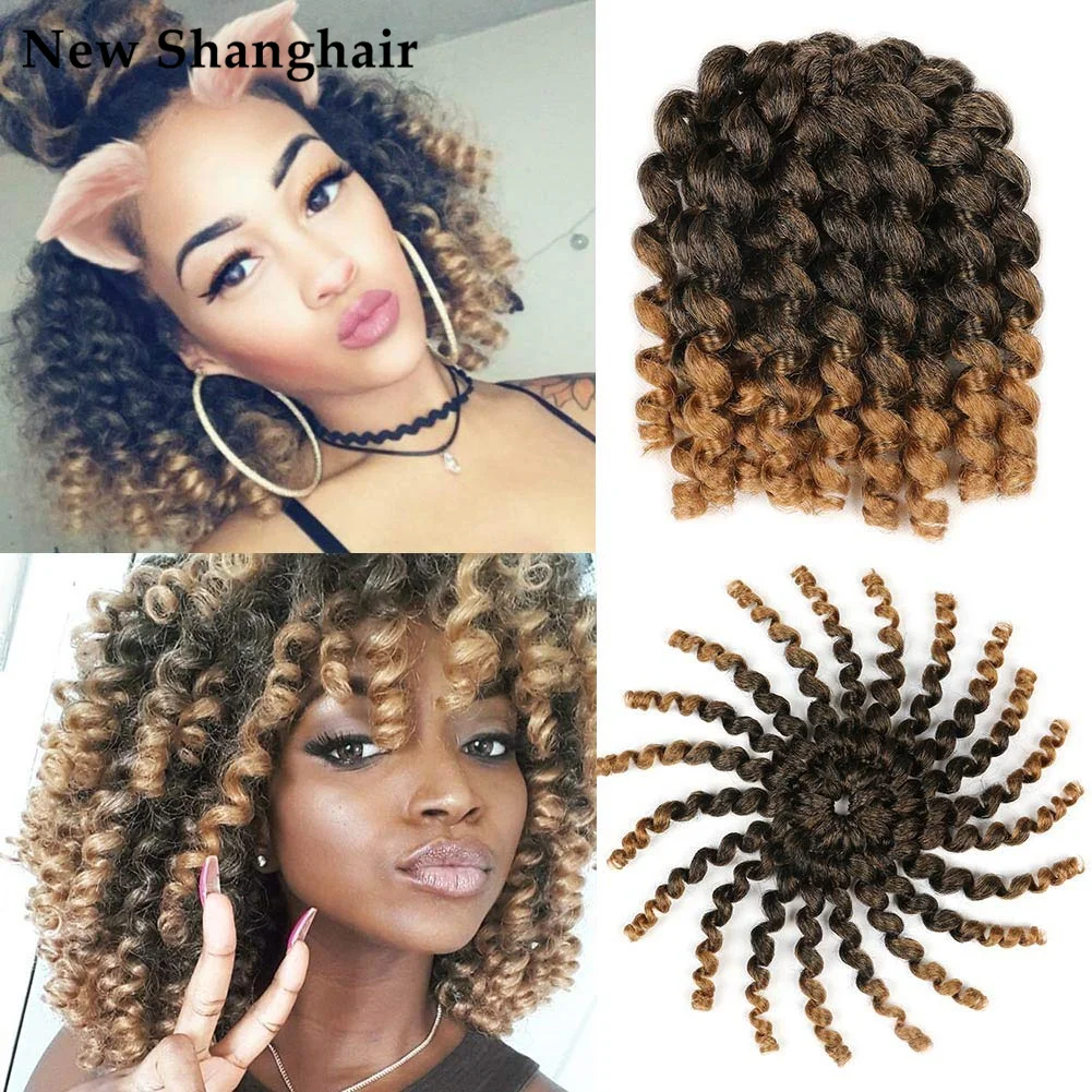 

8 Inch Jamaican Bounce Crochet Hair Synthetic Wand Curl Crochet Braids Hair Extensions 20 Strands/Pack Twist Braiding Hair NS08