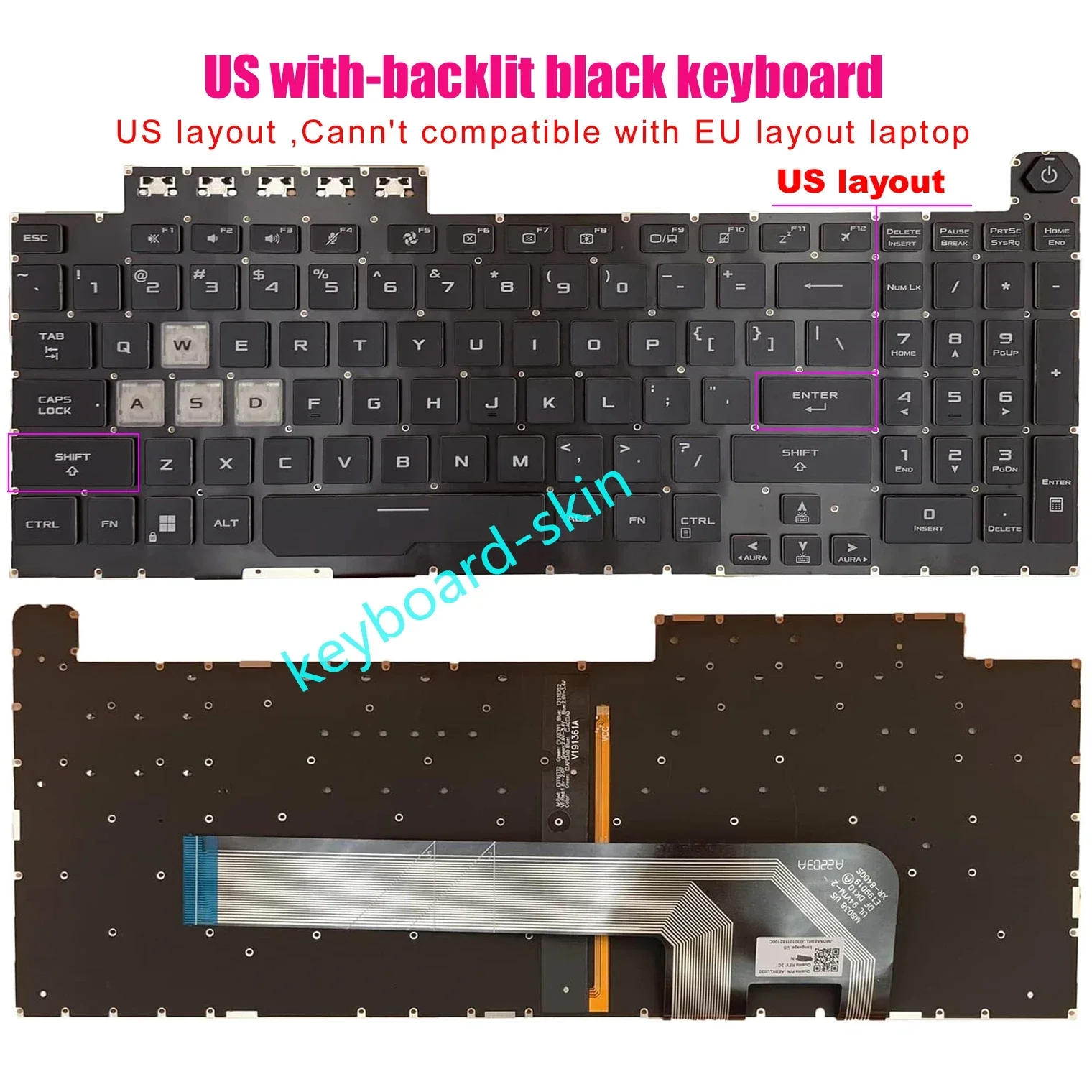 Новая клавиатура с американской подсветкой для ASUS TUF Gaming F15 A15 F17 A17 FX506 FX506H FX506L FA506 FA506QE FX706 FX706LI FX706H FA706 FA706I