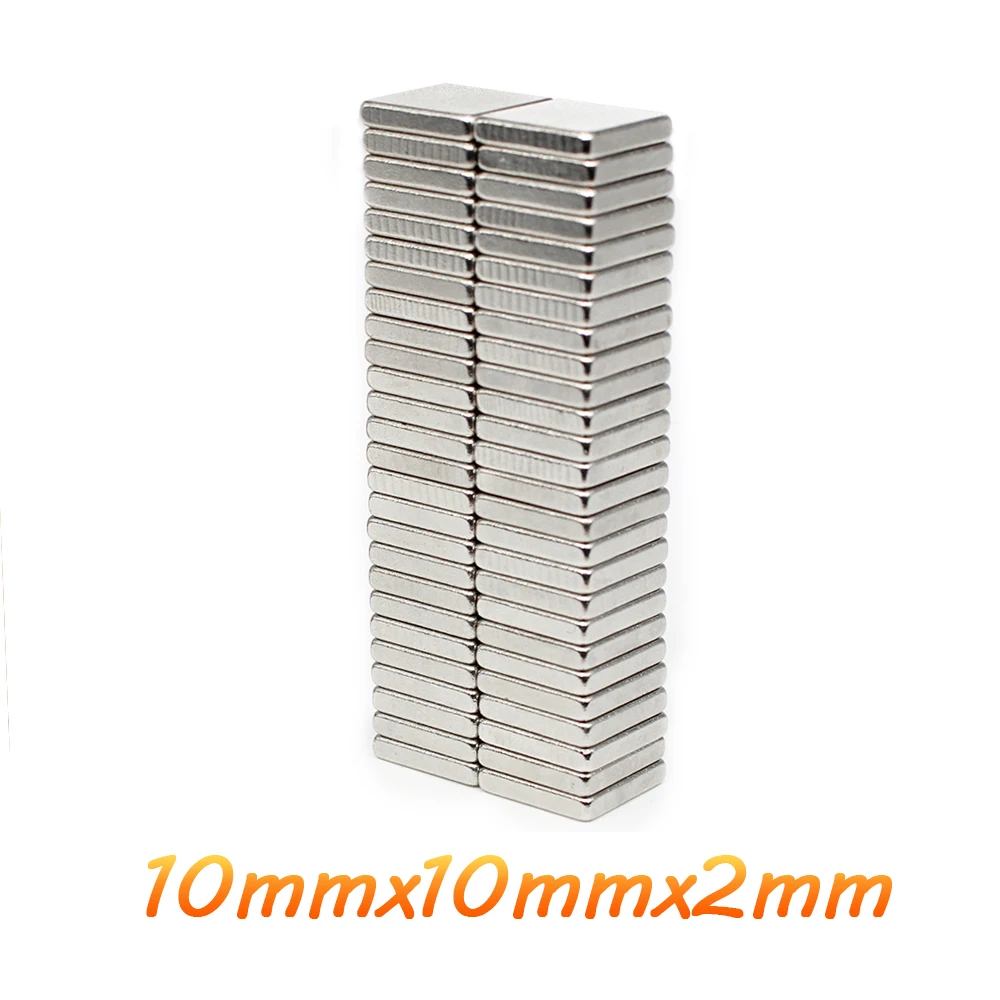 10/20/50/100/150/200/300/1000PCS 10x10x2 Square Strong Powerful Magnets 10*10*2 mm Block Rare Earth Neodymium Magnet 10x10x2mm |