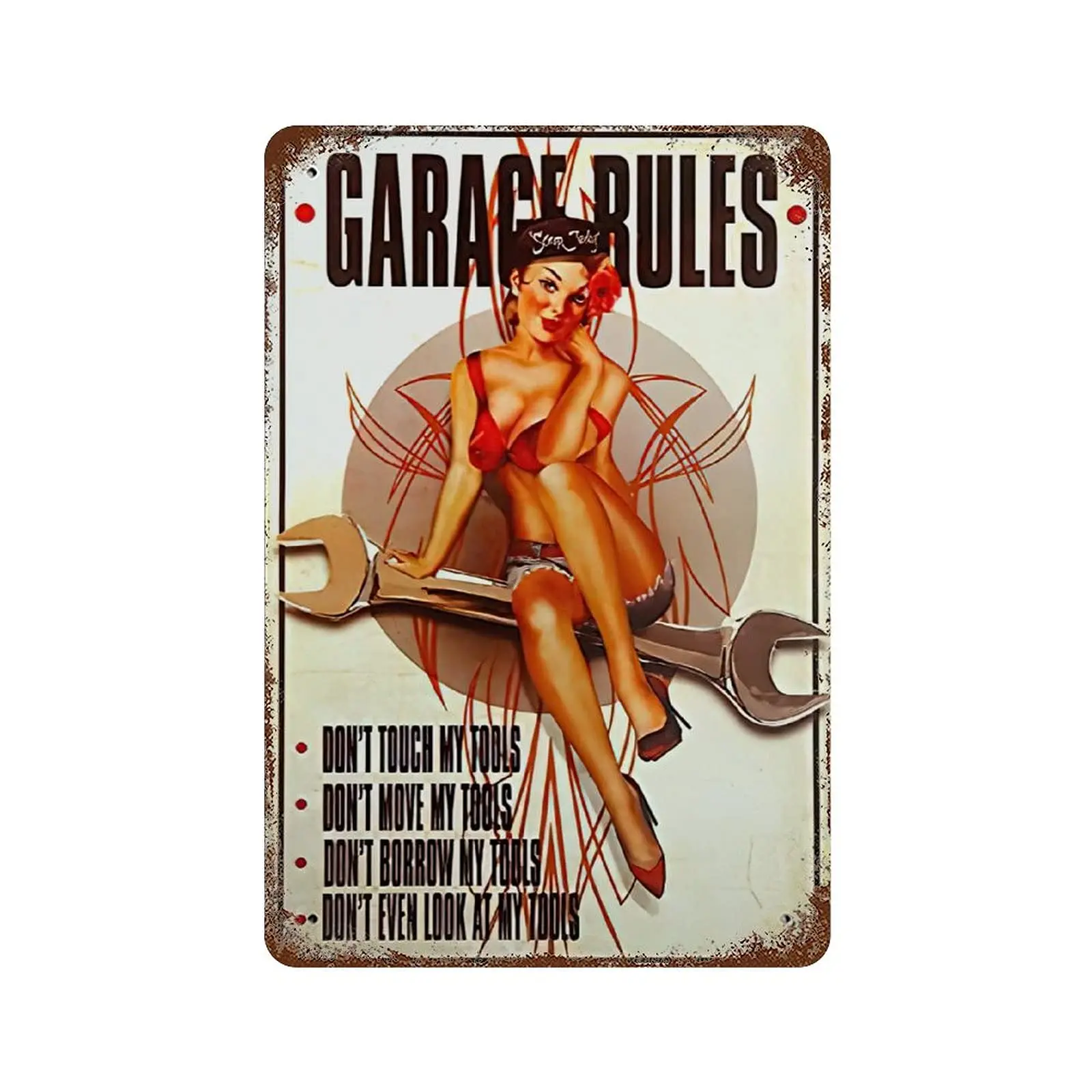 Винтажный металлический знак для гаража в виде девушки яркий значок мужчин