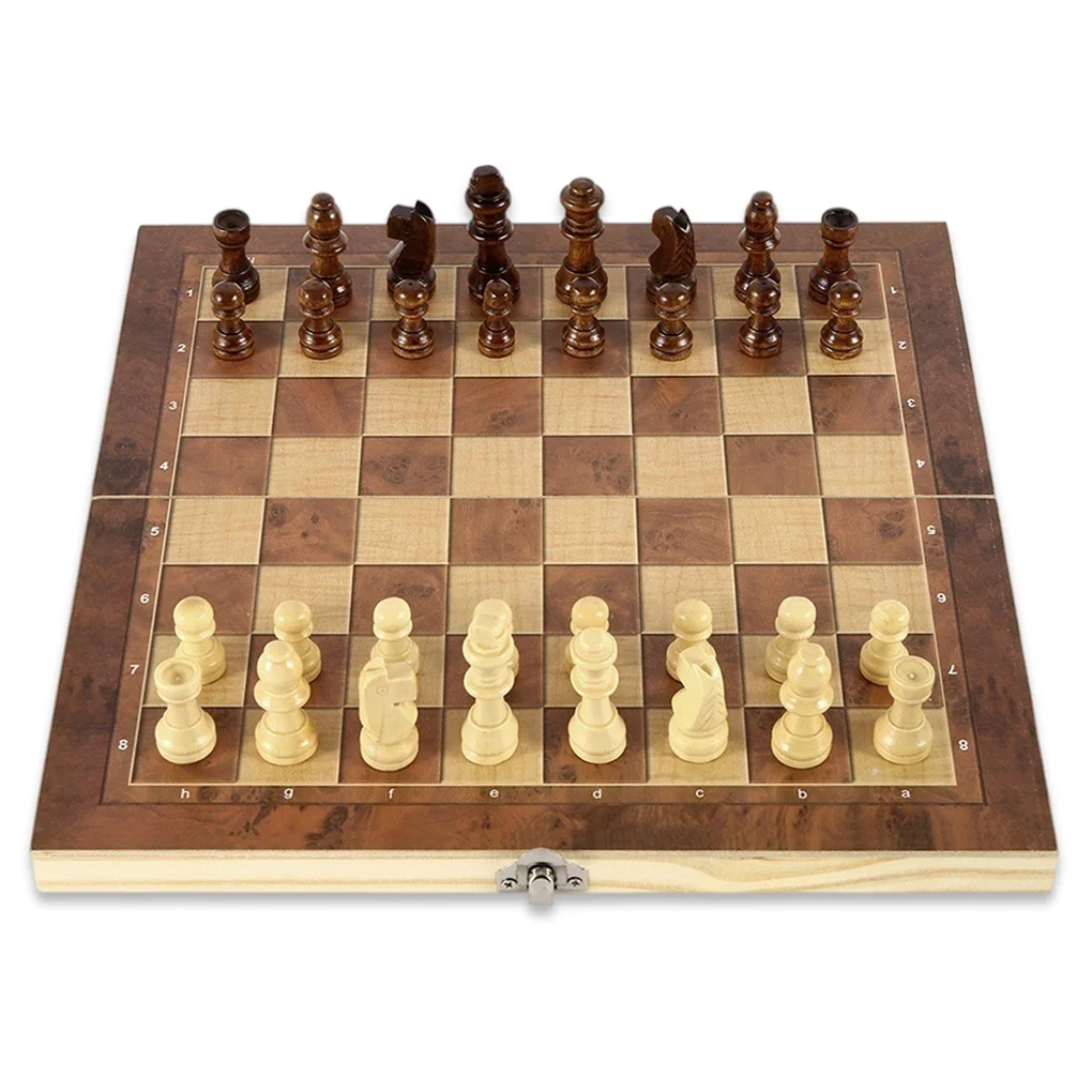 

Wood Chessboard Set Folded Portable Chess Board for Kids Family Birthday Board Game Presents Toddlers Intellectual Toy