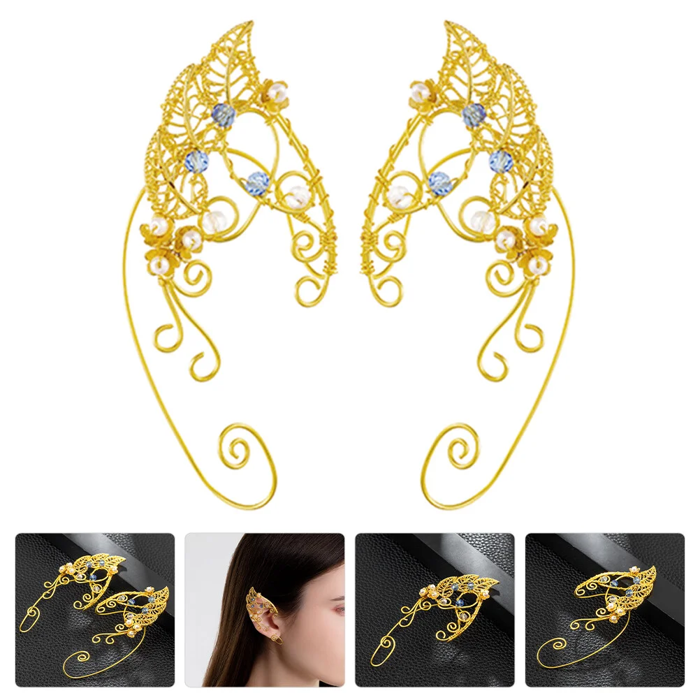

Handmade Elf Ear Clip Earrings Fairy Cuffs Women Non Earhook Alloy Full Teen Girls