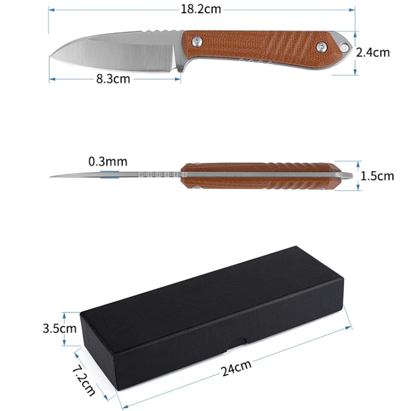 Охотничий нож 14C2 8N с льняной ручкой