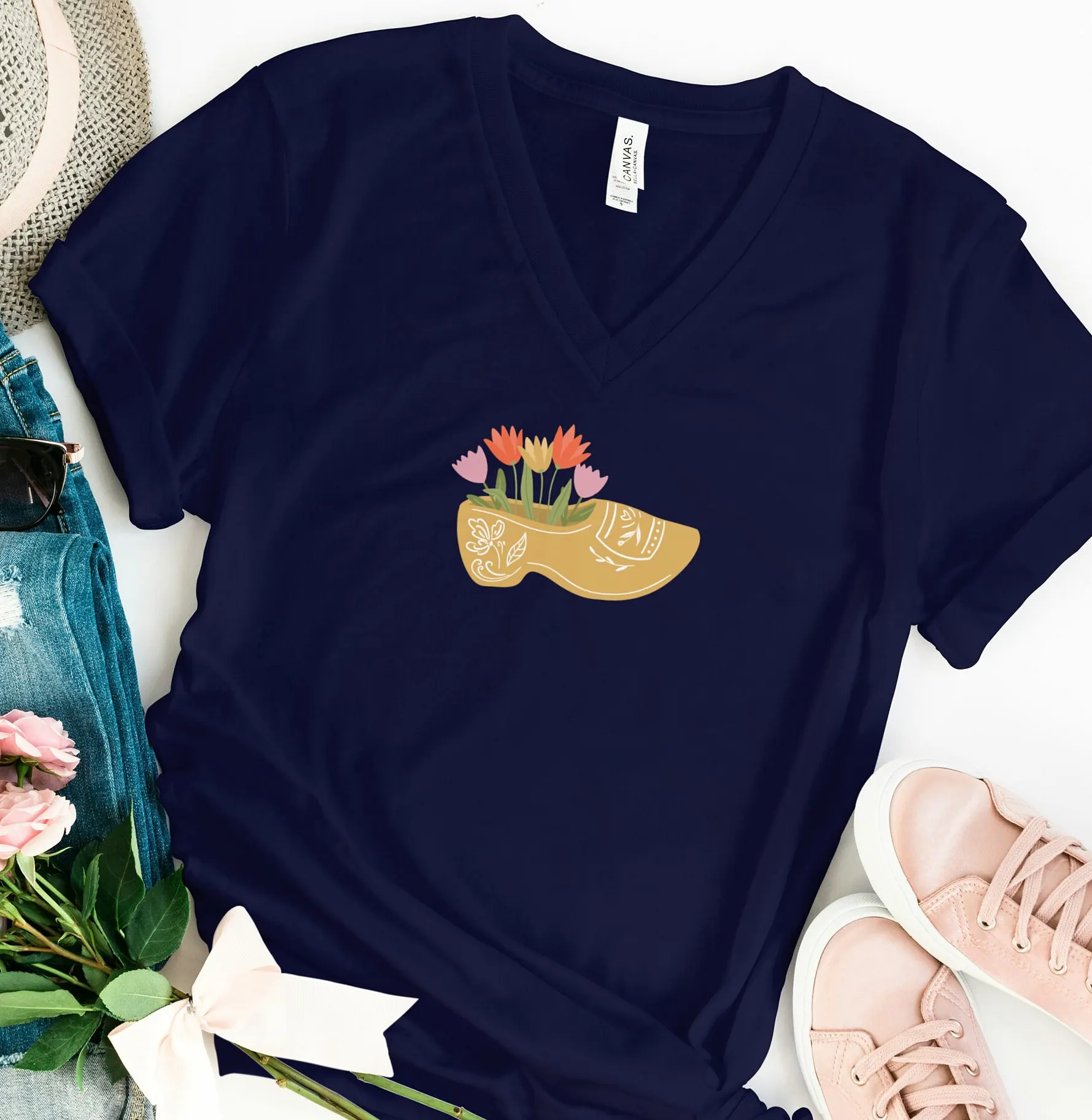 Голландский тюльпан деревянная обувь футболка подарок для жены тюльпаны подарки