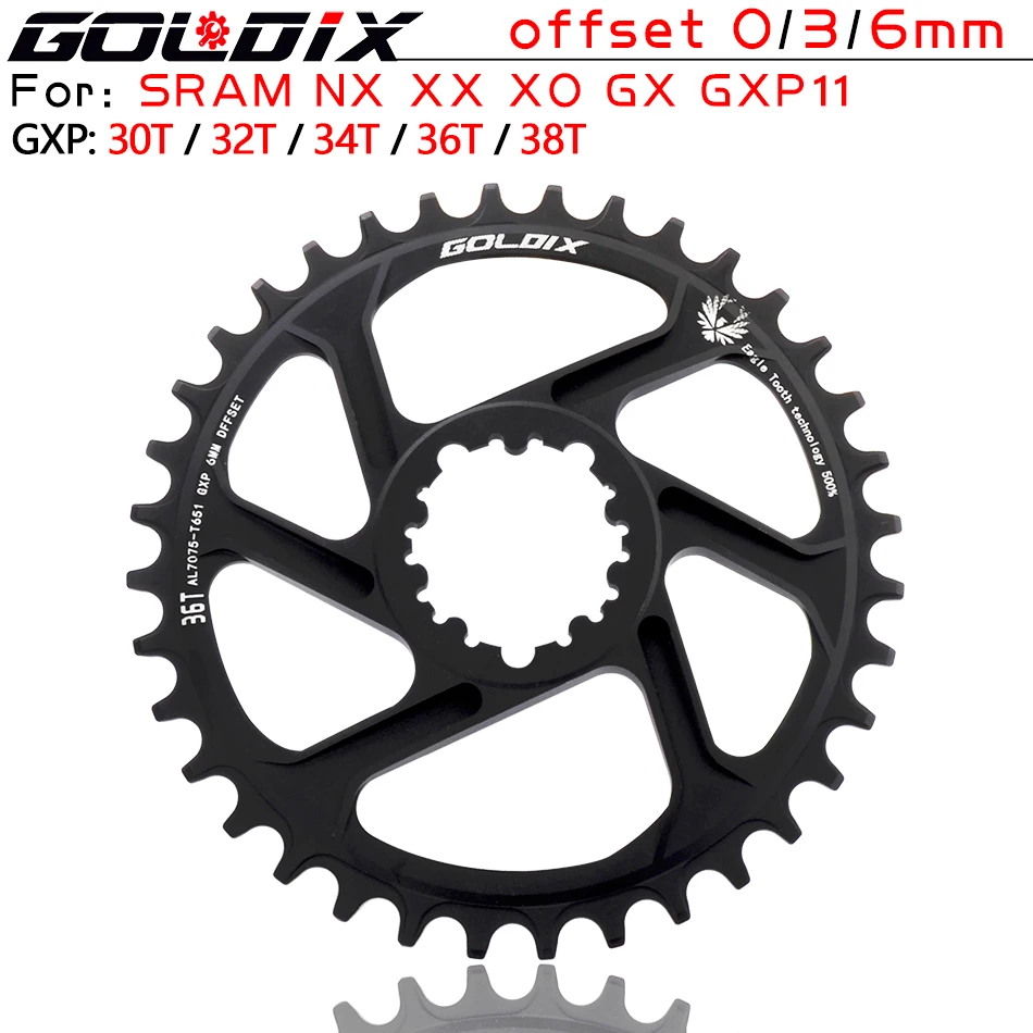 

GOLDIX GXP Bicycle Chainring Wide Narrow Teeth Chainwheel 30/32/34/36/38T Crankset Crown for Sram 11/12S NX XX XO GX Single Disc