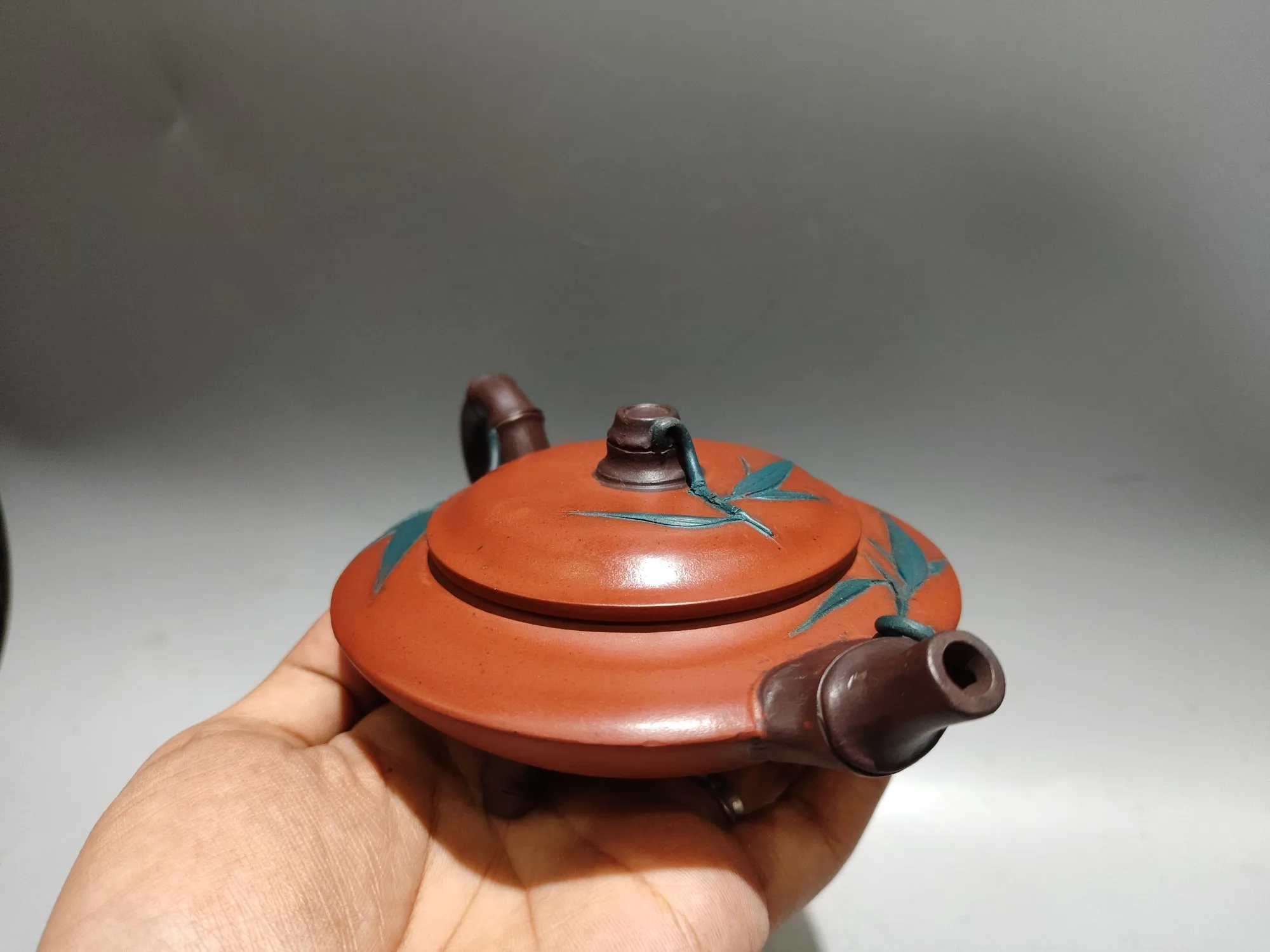 6 &quotКитайский Исинский фиолетовый глиняный чайник с бамбуковым листом и узором