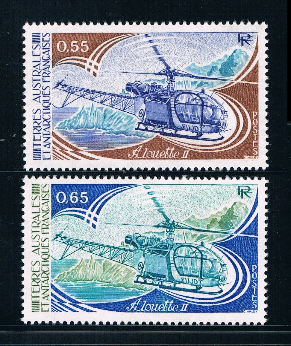 

2Pcs/Set New French Antarctic Post Stamp 1981 Helicopter Glacier Engraving Postage Stamps MNH
