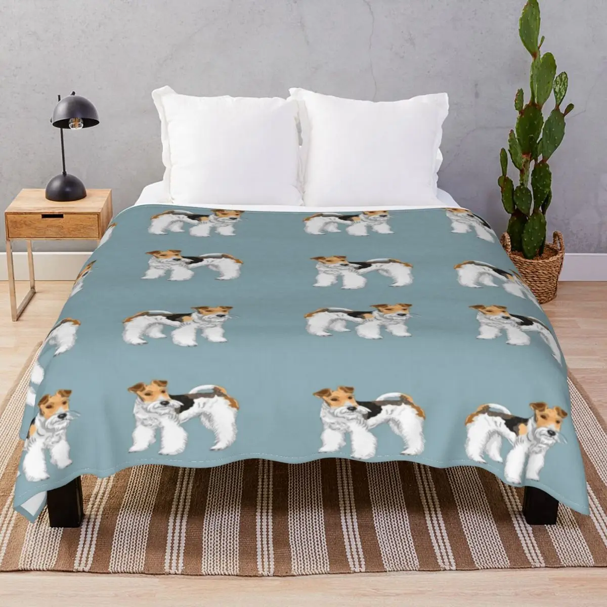 Retro Wire Haired Fox Terrier Blankets Flannel Spring/Autumn Ultra-Soft Unisex Throw Blanket for Bedding Sofa Travel Cinema