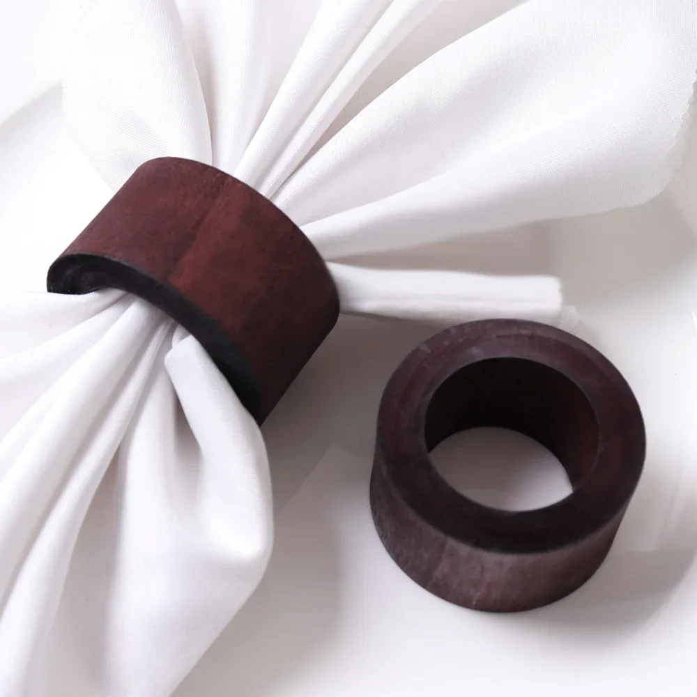 

6/12Pcs Wooden Napkin Ring Simple Wooden Napkin Ring Hand-painted Log Napkin Buckle Wedding Banquet, Christmas Table Decoration