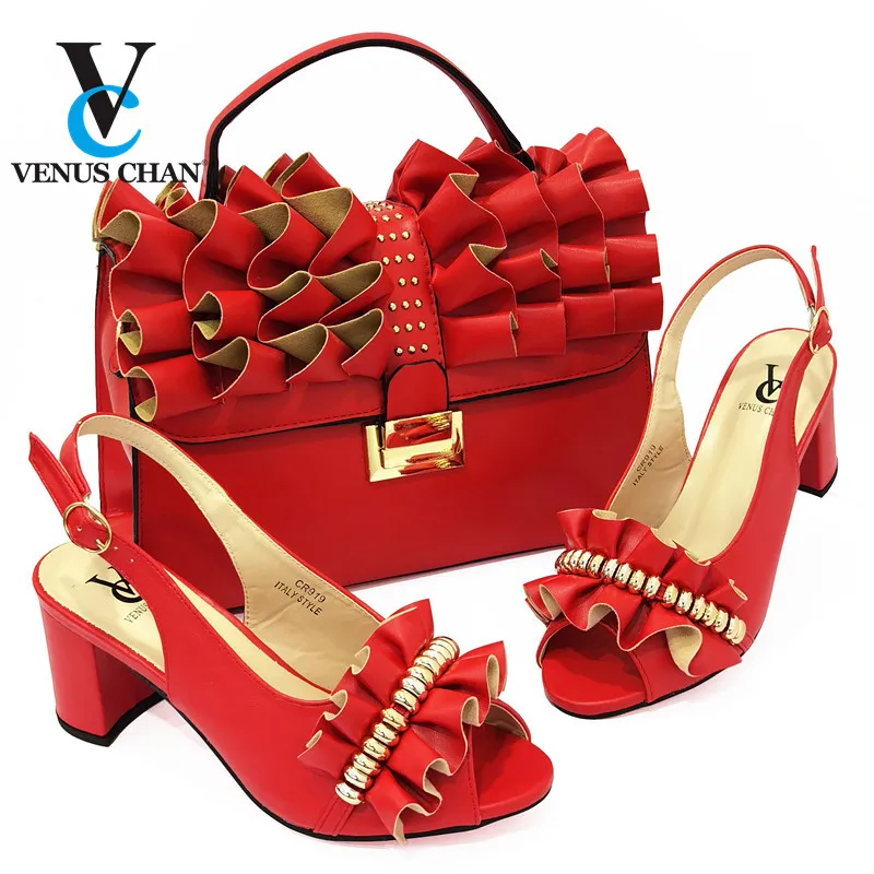 

Arrival Luxury Shoes Women Designers Nigerian Shoes and Matching Bags Set Decorated with Rhinestone Italian Shoe and Bags Set