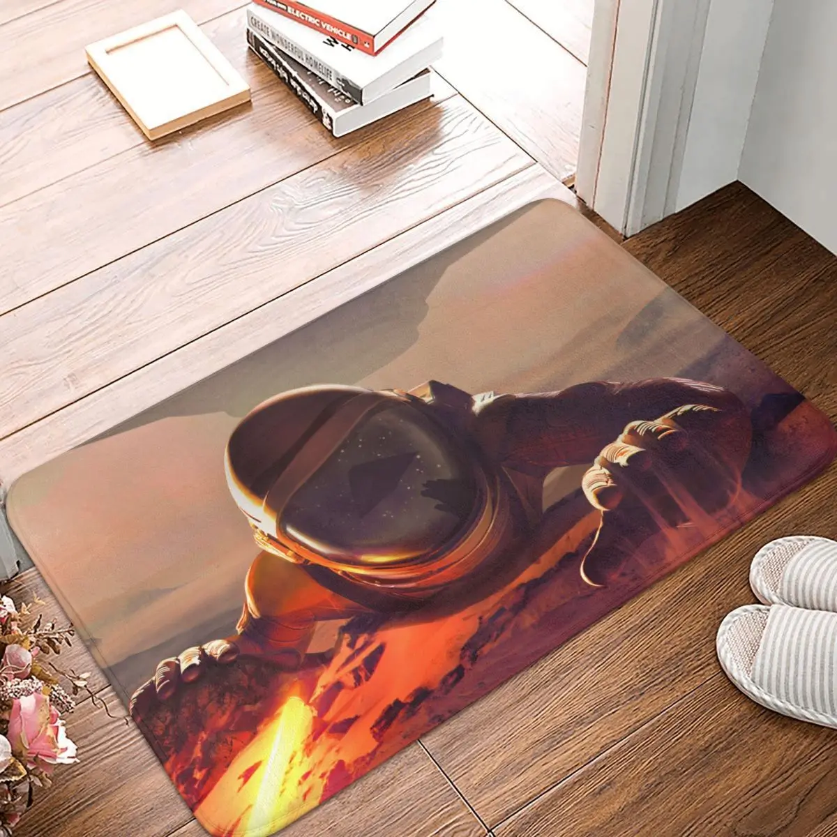 

Astronaut And Space Non-slip Doormat Setting Sun Bath Bedroom Mat Outdoor Carpet Indoor Pattern Decor
